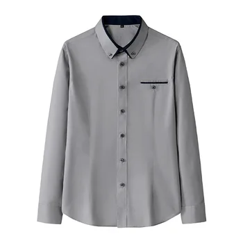 2023 Нов бизнес риза с дълъг ръкав корейска версия мода случайни тънък годни без желязо тънка твърда мъжка риза