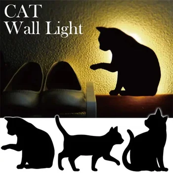  LED нощна светлина силует светлина сянка лампа LED проекция светлина котка стена светлина животински