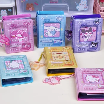 Нов Sanrio 3-инчов фотоалбум за съхранение Kuromi Hello Kitty Y2k Мини съхранение Държач за карти за фотоалбуми Kawaii Card Binder аксесоари