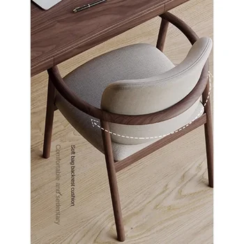 Стол за хранене от масивно дърво Китайска дневна кожена възглавница от одобрение стол домашен подлакътник проучване памук и бельо стол мачта