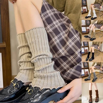 Дамски плетени дълги чорапи за затопляне на крака Harajuku чорапи за ботуши зимни топли крака чорап F0T5