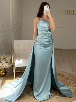 Секси абитуриентска рокля 2023 Спагети презрамки русалка вечерен коктейл Vestido de Gala Beading Висока сплит дължина на пода плюс размер
