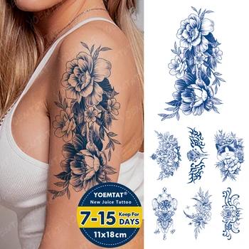 Полу-постоянни билкови прости цветя водоустойчиви временни стикери Tatoo сок мастило трайно татуировка боди арт фалшив Tatto жени мъже