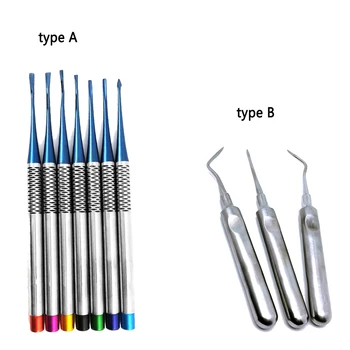 Инструмент за извличане на зъби от зъб Инструмент за имплантиране от титанова сплав Стоматологични инструменти за повдигане на корени от неръждаема стомана 3Pcs / 7Pcs
