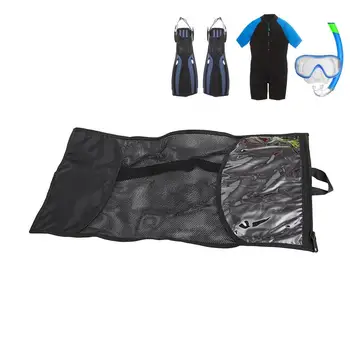 Мрежеста чанта за гмуркане за гмуркане с шнорхел Mesh Aquatic Snorkel Swim Sport Bag 22.83x11.81in Раница за гмуркане за плажни спортове Шнорхел