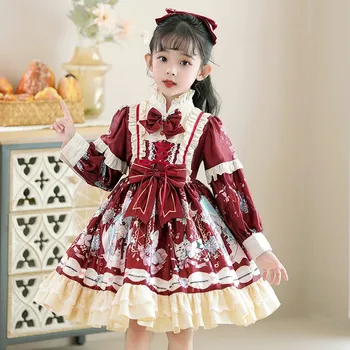 2023 Коледа Нова детска рокля Есен Лолита момичета принцеса рокля есенен стил Лолита детски дрехи дълъг ръкав