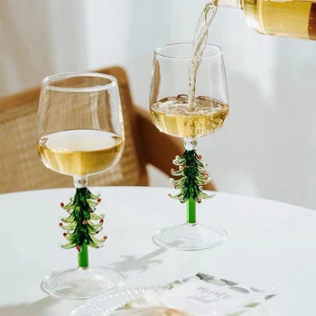 Nordic Creative Christmas Tree Чаша за червено вино Боросиликатно стъкло Шампанско Чаша чаша за чаши за чаши за подаръци Начало Всекидневна Украсете чаши за подаръци