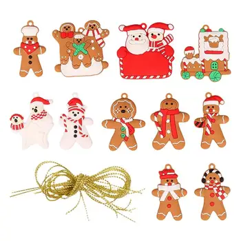 10pcs Коледа Gingerbread Man Kawaii висулка за коледно дърво парти доставки коледни подаръци за жени момичета