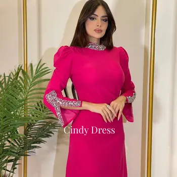 Синди Роуз червена топка рокли кръг врата рокли за бала вечер жена елегантен паста бормашина Жените Саудитска Арабия Грейс рокля