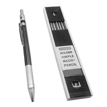 Метални механични моливи 2.0 mm 2B Lead Holder Чертожна рисунка молив комплект с 12 броя води писане училище подаръци канцеларски материали