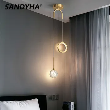 SANDYHA модерен минималистичен творчески полилей изкуство звездна висулка светлина луксозна спалня нощно легло проучване дълга линия малка висяща лампа