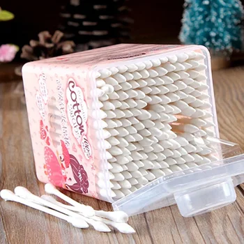 Нов 200Pcs посочи удобен еднократна памучни тампони жените здраве грим върха памук Wabs козметични красота памук стъбло почистване инструмент