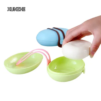 1Pcs Бонбони цветове пътуване сапун чиния преносим мини сапун контейнер баня сапун канализация притежателя случай баня аксесоари