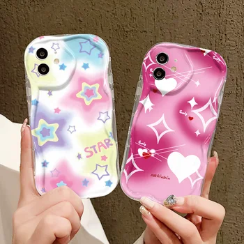 Korea Y2K градиент розова звезда телефон случай за Samsung S23 Ultra S22 S20 FE A54 5g A53 A34 A52 A13 A52S A32 A23 A24 A14 A50 капак