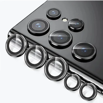 Стъкло за протектор на обектива на камерата за Samsung S23 Ultra Plus Пълен капак на обектива Метален протектор пръстен за Galaxy S22 Ultra Camera Film