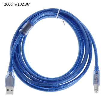 Високоскоростен прозрачен син USB 2.0 кабел за принтер тип A мъжки към тип B мъжки Dua