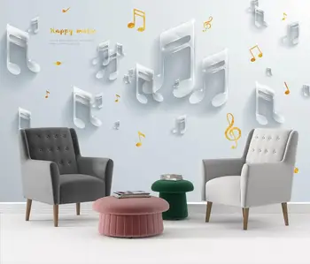 beibehang Персонализирана музика бележка музика златно фолио тапети за хол стенопис тапет за детска стая фон 3D хартия за стена
