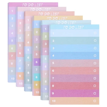 60 листа Rainbow цвят да се направи списък Бележник Memo Писане Pad Ежедневно напомняне Планировчик Списък с бележници Планиране за училище за домашен офис