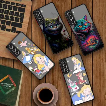 Cheshire Cat Alice in Wonderland Калъф за телефон за Samsung S23 Cqoue Galaxy S20 S21 FE S22 Ultra S10 Lite S9 S8 Plus 5G матово покритие