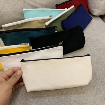 1PCS цип платно жени грим чанти за съхранение плътен цвят студент молив случаи торбичка прости японски малки четка козметични чанти