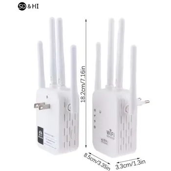 1Pc 300Mbps 2.4/5Ghz безжичен WiFi ретранслатор усилвател на сигнала WiFi усилвател Wi-Fi разширител за дълги разстояния с 4 външна антена