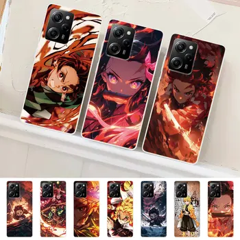 Japan Аниме Demon Slayer случай за Xiaomi Poco X5 Pro M5s M4 X3 NFC F3 M3 M5 Pocophone F1 X4 GT M2 TPU Clear Телефон Cover Fall