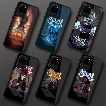 Crazy Band Ghost телефон случай за Samung Galaxy S23 S22 S21 Pro Ultra M14 A14 A34 A54 A13 A33 A53 черен PC стъклен телефон капак