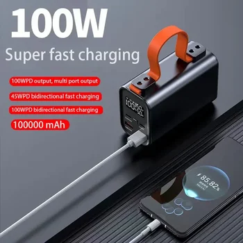 Голяма мощност банка станция 100000mAh 100W PD USB C DC бързо зареждане външна батерия преносим Powerbank за iPhone Xiaomi