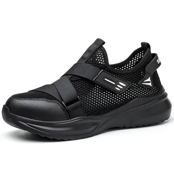 мъжки модни дишащи стоманени шапки за пръсти работни обувки летни ботуши за безопасност марка дизайнер работник сигурност маратонки защитни обувки