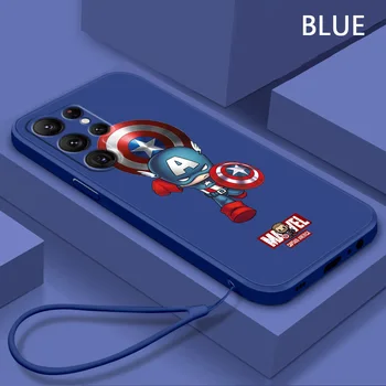 Iron Man Marvel Spider-Man телефон случай за Samsung S22 S21 S20 FE S10 бележка 20 10 Ultra Plus Lite течност ляво въже капак