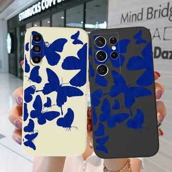 Калъф за Samsung Galaxy A31 A51 A71 A81 4G 5G M60S телефон капак мек силиконов BLUE пеперуда