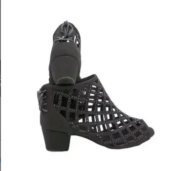 Loogtshon Rhinestone Professional Latin Dance Heel 9CM Дамски танцови обувки Дамски обувки безплатна доставка Красива и удобна