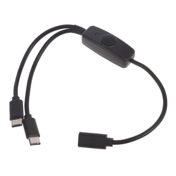 тип C женски към USB C кабел за зареждане с бутон за включване / изключване, LED индикатор за зареждане на различни електронни устройства LX9A