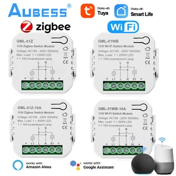 Tuya ZigBee / WIFI Smart Switch Module 1/2Gang App Remote Control Home DIY Light Breaker Switches Работи с Alexa Google Home