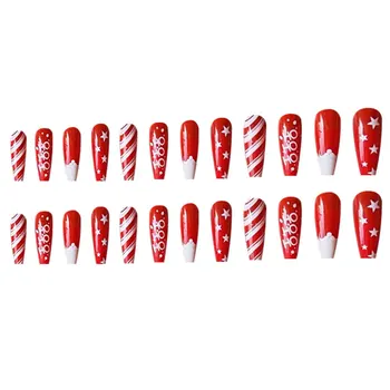 Коледни фалшиви нокти за момичета с безопасен и безвреден ръб за професионален салон ежедневна употреба