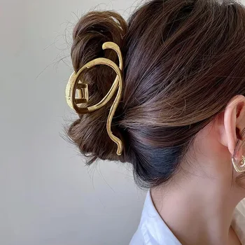 Мода елегантен златен цвят метални фиби коса нокът за жени момичета корейски клипове за коса конска опашка клип аксесоари за коса