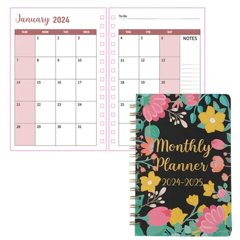 52 листа 2024-2025 Цветен месечен плановик две години реколта картон корица календар седмичен график ученически клас тетрадка