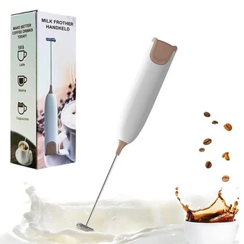 Milk Frother Handkeld Electric Foam Maker Battery Operated Stainless Steel Whisk Mix Mix for Latte Cappuccino Hot Chocolate