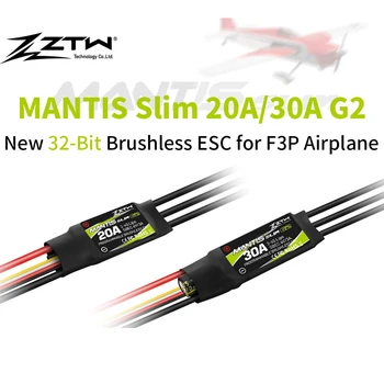 ZTW 32-битов ESC Mantis Slim 20A / 30A G2 SBEC 6V / 3A 2-4S безчетков контролер за скорост за RC самолет с фиксирано крило вътрешен F3P 3D летене