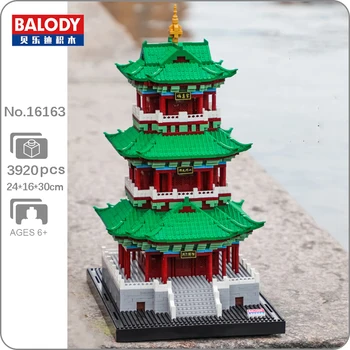 Balody 16163 Световна архитектура Juyuan кула павилион пагода модел мини диамантени блокове тухли сграда играчка за деца не кутия