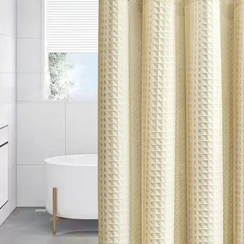 Дълготрайна вафлена завеса за душ водоустойчив вафлен дизайн душ завеси за елегантен дом хотел баня декорация за всеки
