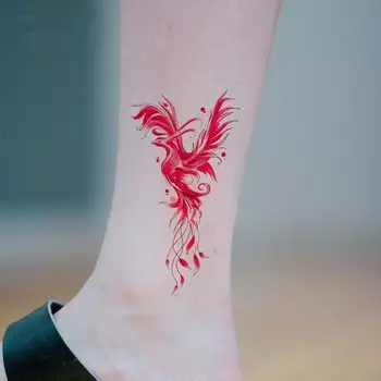 Траен червен феникс фалшива татуировка за жена мъж ръка изкуство татуировка стикер пънк временни татуировки водоустойчив Tatuajes temporales