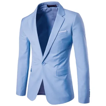 Бизнес костюм дълъг ръкав официални мъжки блейзъри плюс размер мъжки офис костюм най-добър мъж случайни модни нетактичност светло синьо Връхни дрехи 6xl