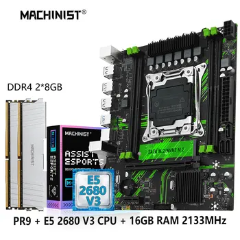 MACHINIST X99 PR9 комплект Xeon дънна платка LGA 2011-3 E5 2680 V3 процесор DDR4 ECC 2 * 8GB RAM памет SSD NVME SATA M.2 M-ATX