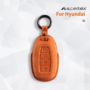 Alcantara Аксесоари за кола Fob ключ калъф притежател за Hyundai Solaris Azera Elantra KONA KAUAI Grandeur IG акцент Santa Fe