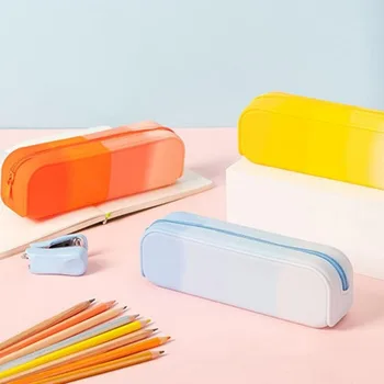 Нов творчески градиентен цветен молив Kawaii голям капацитет силиконова писалка чанта студент канцеларски чанта чанта съхранение чанта училище доставка