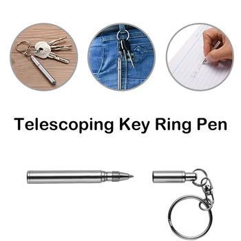 Неръждаема стомана телескопична полезност ключодържател химикалка преносим най-малкия джоб писалка с мастило пълнители Telepen ключодържател писалка