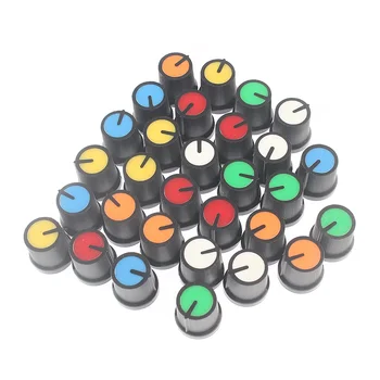 6 Цвят * 5PCS AG3 Ротационни копчета за превключватели Асорти комплект, WH148 копче за потенциометър, DIY светлинни димери, комплект за капачка на копчето за контрол на силата на звука