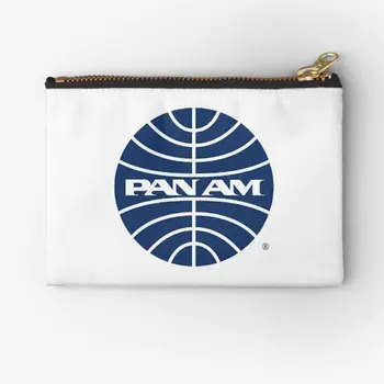 Pan Am средата на 1950S глобус обърнати цип торбички бельо чанта чист ключ козметични съхранение мъже монета чорапи джобни пари опаковка