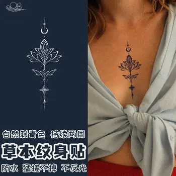 Секси тотем Временни стикери за татуировки за жени Лунен лотос гърдите билков сок татуировка евтини стоки фалшиви татуировки фестивал стикер